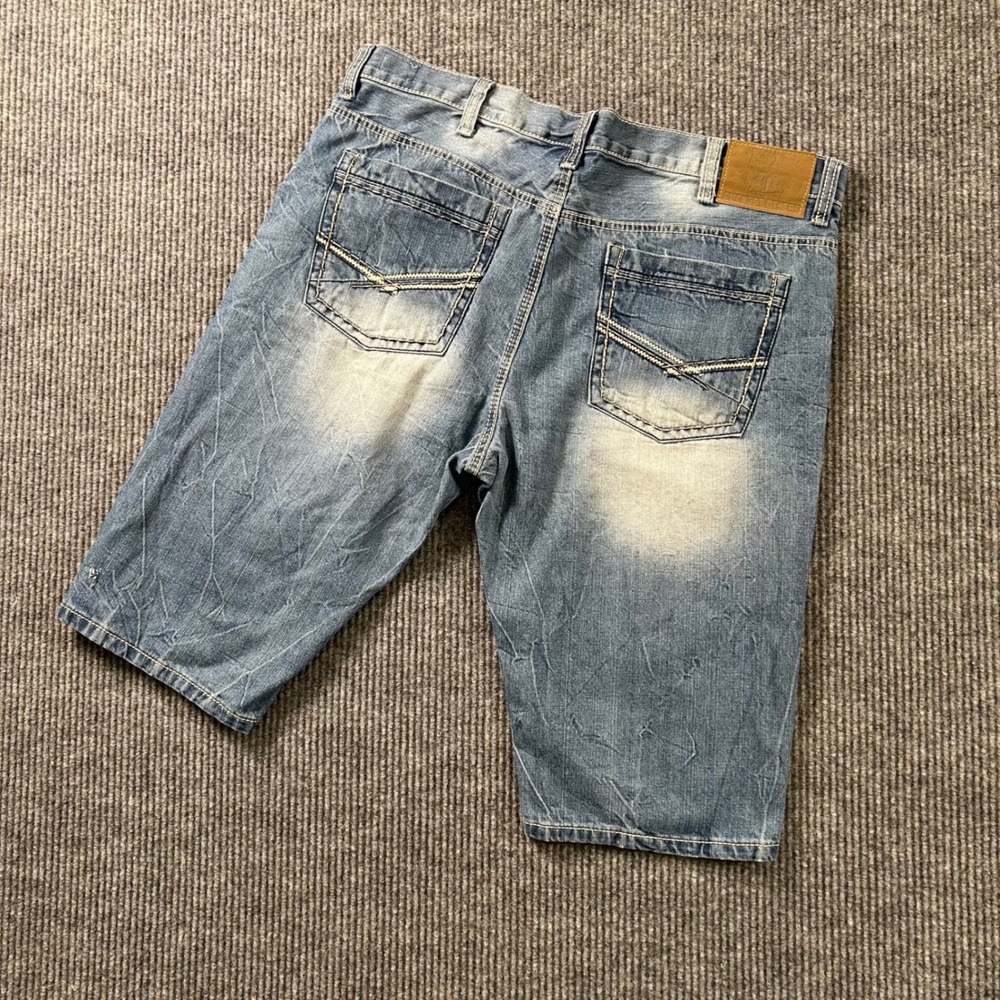 American Legacy Amongst Others Denim Shorts Mens 38 Y2K Distressed Ripped Grunge